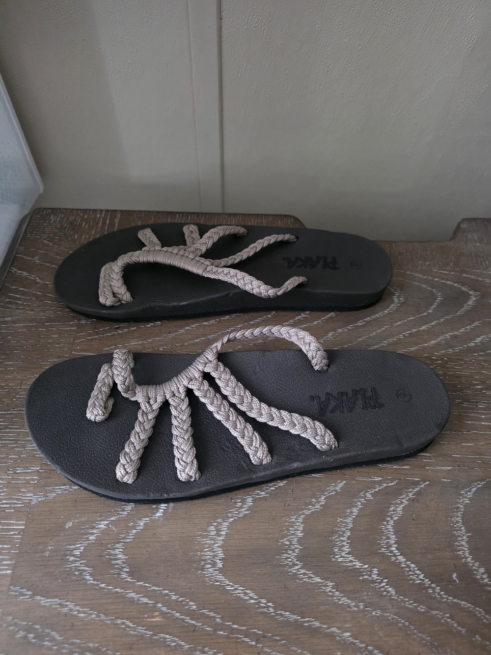 Gray Braided Strap Flip Flops - Picture 4 of 6